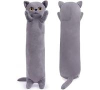 Yeqivo Encantadora Muñeca de Gato de Peluche Almohada de Gatito de Peluche Suave de Dibujos Animados Almohada Larga para Dormir Juguete para Regalo Cat Plush Pillow (80CM,British Blue)
