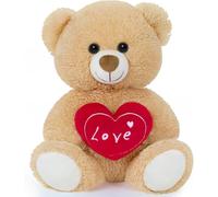 Yeqivo Lindo Osito de Peluche marrón Claro con corazón Rojo, Suave Peluche Te Quiero para niños niñas Novias - Baby Shower Navidad Día de San Valentín Boda Aniversario cumpleaños