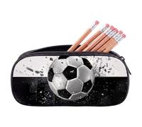 YEQUKK 1 pcs Estuche Escolar Modelo, Estuche Grande, Estuche Futbol, Estuche Futbol 3D Grande para Niños y Estudiantes, Dimensiones, Una Cremallera, Tejido Resistente, Estampado Soccer, Blanco y negro