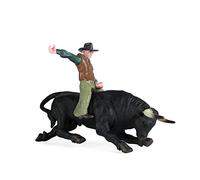 Yeraa PVC Modelo Animales Rodeo Toro con Jinete Juguete de Plástico Estático Coleccionable para Niños