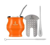 Yerba Mate Cup - Juego de calabaza mate incluye taza de té de acero inoxidable de doble pared, juego de moldeador de té, pajitas de bombilla, cepillo de limpieza