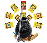 Yerba Mate Green - Juego de té mate brasileño (500 g, cerámica, 350 ml, 10 x 50 g, pajitas Edesthal de 19 cm y accesorios)