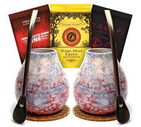 Yerba Mate - Juego de té para dos personas | 3 x 50 g diferentes tipos de té mate, 2 matera, 2 bombillas | regalo para parejas