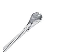Yerba Metal Mate Paja, Acero inoxidable confiable Calabaza de té Bombilla Paja de beber Cuchara filtrada Plata