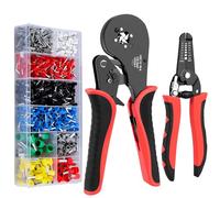 Yerbay Crimpadora Terminales Alicates Kit con Pelacables y 1250 Terminales de Cable Crimper 0.08-16mm² (AWG : 30-5), para Electricistas, Reparaciones DIY Herramienta de Prensado Autoajustable