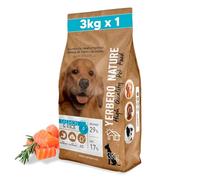 Yerbero Nature Salmon & Rice Pienso sin Gluten para Perros Adultos, Hipoalergénico, Alta Digestibilidad, Comida Natural con Omega 3, 29% Proteína, 3 kg (Salmón y arroz)
