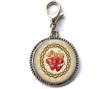 YERCBX Joyería católica de dos corazones amigo regalo pulsera colgante cremallera tirar del encanto con cierre de mosquetón arte foto cremallera tirar de joyería, 16 mm, 16mm, Cristal de metal, No es