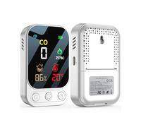 YEREADW Detector de monóxido de Carbono portátil 3 en 1, Detector de monóxido de Carbono Recargable con indicador de Temperatura y Humedad, portátil para el hogar, Caravana, Camping (Blanco)