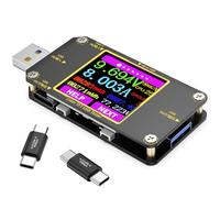 YEREADW USB Tester Medidor de Potencia y Voltaje Tipo C Multímetro, Digital 4,5-24V 0-8,0A Amperímetro Voltímetro de Cargador Voltaje, Corriente, Capacidad de Alimentación (A3)