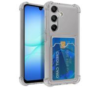 Yerebel Funda para Galaxy A17 5G/Galaxy M17 SM-A176B con tarjetero, fundas tipo cartera de TPU transparente protectora a prueba de golpes para Samsung Galaxy A17, color gris cristal