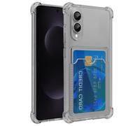 Yerebel Funda para Galaxy S25 Edge/Galaxy S25Slim SM-S937U1 Funda con tarjetero, fundas tipo cartera de TPU transparente protectora a prueba de golpes para Samsung Galaxy S25Edge, color gris cristal