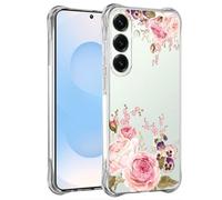 Yerebel Funda para Galaxy S25 FE, para Samsung S25FE 5G SM-S731B, bonita cubierta, transparente, flexible, TPU, goma suave, funda de silicona para Samsung Galaxy S25 FE Roseflower