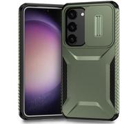 Yerebel Funda Protectora para Galaxy S23 FE Case/Samsung S23 FE SM-S711U con Tapa Deslizante para Cámara, Resistente Militar Antideslizante a Golpes para Samsung Galaxy S23 FE 5G Verde