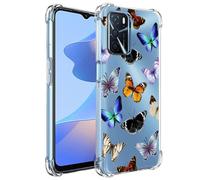 Yerebel Funda Protectora para OPPO A55 4G/OPPO A16 4G/OPPO A16S 4G/OPPO A56 5G/OPPO A53s 5G/OPPO A54S 4G, Diseño Bonito Funda Transparente de Goma TPU Flexible Silicona para OPPO A16 Mariposa