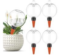 YERENCY Bolas de riego con tapa de cristal, 4 unidades, 500 ml, riego automático de plantas, dispensador de agua transparente para habitaciones, balcones, jardín, autoriego hasta 14 días (con tapa, 4