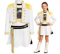 Yeria Disfraz de estrella del pop para niñas - Conjunto de 3 piezas con flecos blancos, disfraz de artista de escenario K-Pop Rumi con guantes y diadema, para 3-4 años, talla 120, Halloween, carnaval