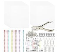 Yeria Juego de 191 láminas retráctiles para manualidades para niños y adultos, 30 hojas A5 de película retráctil, accesorios: llavero, alicates para agujeros, 100 anillos abiertos, 15 colgantes