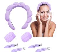 Yeria Set de 1 Diadema de Mujer y 2 Muñequeras Desmaquillar y 4 Pinzas para el Pelo, Diademas y Muñequeras para Maquillaje, Para Maquillaje Femenino,Cuidado de la Piel,Baño y Ducha