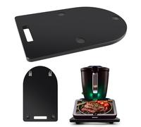 Yeria Tabla deslizante de bambú para Thermomix TM7 - Tabla antideslizante negra con ruedas de 360 ° para Vorwerk TM7, tabla deslizante TM7, incluye soporte y base antideslizante, accesorios para