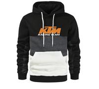 YERLOSS K.T_M Sudadera con capucha de manga larga para hombre, informal, deportiva, con cordón, con bolsillos, E1., L