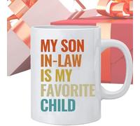 yerno es taza de niño favorito, yerno es taza de café de niño favorito, Taza de Leche, Taza de café de ceráca con humor faliar divertido para cumpleaños, con texto en inglés "My Son In Law Is My Favor