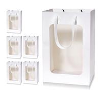 Yerpkefey 6 bolsas de regalo de papel con ventana transparente, bolsas de compras Kraft con asas de 11.8 x 7.8 x 6.3 pulgadas, bolsas de regalo de fiesta para regalo, boda, cumpleaños, festivales y