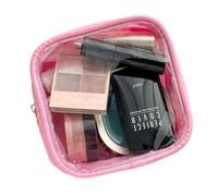 Yerpkefey Mini bolsa de maquillaje transparente para bolso, neceser de viaje para mujer, bonitas bolsas con cremallera, bolsa organizadora esencial (rosa, mini)