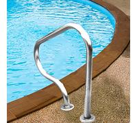 YERT- Pasamanos de Piscina, barandilla de Escalera de Piscina de 3 Curvas, Material de Acero Inoxidable, Seguro y Antideslizante, Juego Completo de Accesorios, Plateado
