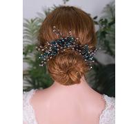 YERTTER 3 horquillas de pelo azul pavo real para novia, estilo vintage de cristal para mujer, horquillas para el pelo de novia, accesorios de boda