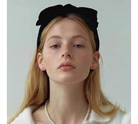 YERTTER Delicada diadema de terciopelo negro con nudo de lazo turbante ancha para la cabeza de yoga, bandas gruesas, banda ancha para el pelo, accesorios para el cabello de moda para las mujeres