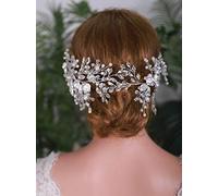 YERTTER Diademas de hojas hechas a mano con perlas de cristal para boda, fiesta, cuentas para el cabello, accesorios para el cabello para mujeres y novias