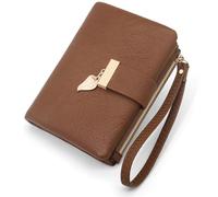 YERUUE Cartera de Mujer Mediana Gran Capacidad Formato Corto de Billetera Cuero PU Suave con Cierre de Presión, 9 Ranuras para Tarjetas Bolsillo con Cremallera para Monedas y Muñequera