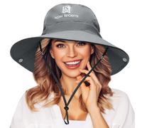 YERUUE Sombrero de Sol para Mujer Sombrero de Visera Sombreros Plegables Protección UV UPF50+ Sombrero de Playa Protector Solar con Cuerda (Nailon, Gris Oscuro)