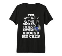 Yes Actually The World Does Revolve Around My Cats Black Cat Camiseta Premium