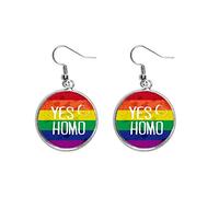 Yes Homo LGBT - Pendientes colgantes de plata con diseño de arcoíris