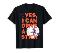 Yes I Can Drive A Stick Bruja Divertida Halloween Luna Camiseta
