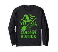 Yes I Can Drive A Stick Halloween Witch Broomstick Spooky Manga Larga