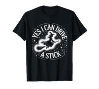 Yes I Can Drive A Stick Halloween Witch Spooky Escoba Camiseta