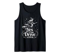 Yes I Can Drive A Stick Halloween Witch Spooky Escoba Camiseta sin Mangas