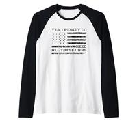 Yes I Really Do Need All These Cars - Bandera Americana Camiseta Manga Raglan