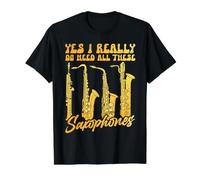 Yes I Really Do Need All These Saxophones Camiseta gráfica económica, Hombre, Negro, S
