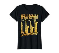 Yes I Really Do Need All These Saxophones Camiseta gráfica económica, Mujer, Negro, XL