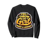 Yes I Thow Like A Girl Want A Lesson Funny Softball Jarra Sudadera