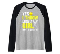 Yes I Throw Like A Girl Want A Softball Lesson Girl Camiseta Manga Raglan