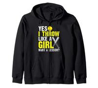Yes I Throw Like A Girl Want A Softball Lesson Girl Sudadera con Capucha