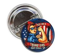 Yes I'm A Trump Girl Get Over It Pinback Button, divertida insignia de apoyo político del presidente Trump, 1.50 pulgadas, coleccionable