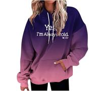 Yes I'M Always Cold - Sudaderas modernas con capucha para mujer, diseño con capucha, suéteres holgados, deportivos, con cordón, degradado, con cordones, para otoño, gótico, suave, lindo, divertido