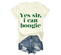 Yes Sir I Can Boogie - Camiseta con cuello en V, divertida camiseta de discoteca, camiseta unisex, Amarillo cremoso, S