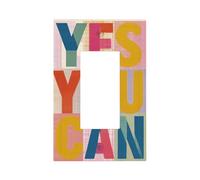 Yes You Can - Placa de pared para interruptor de luz mínima, diseño de cuadros coloridos, cubierta de placa frontal, 1 banda, decoración de receptáculo para el hogar, cocina, habitación, baño