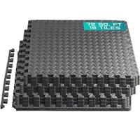 Yes4All Azulejos de Espuma entrelazados, Azulejos de Espuma Antideslizantes para Gimnasio en casa, Color Negro, 18 Azulejos de 24 x 24 x 7/16 Pulgadas, Cubierta de 72 pies Cuadrados